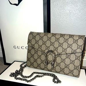 GG Supreme Monogram Dionysus Chain Wallet